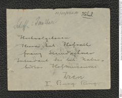 Nachlass Franz Steindachner, Brief und Kuvert von Höhnel an Franz Steindachner (03.09.1905), Inv.Nr. 230.10, Seite 1